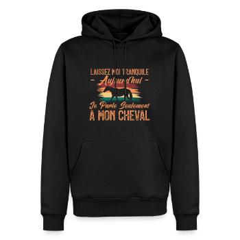 Je parle seulement à mon cheval. cadeau cavalier. - Sweat à capuche Premium bio Homme - noir - Devant - Nico (187cm)