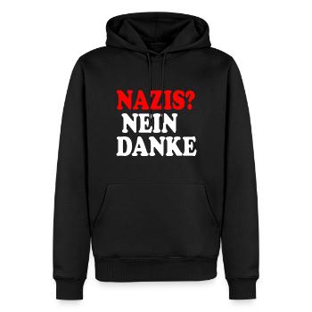 Nazis nein danke - Männer Premium Bio Hoodie - Schwarz - Vorne - Nico (187cm)