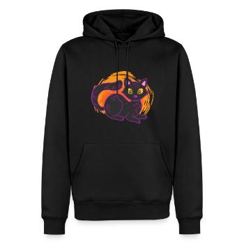 Düstere Schwarze Katze Halloween Grusel - Männer Premium Bio Hoodie - Schwarz - Vorne - Nico (187cm)