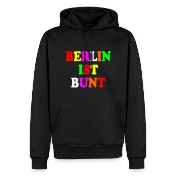 Berlin ist bunt - Männer Premium Bio Hoodie - Schwarz - Vorne - Nico (187cm)