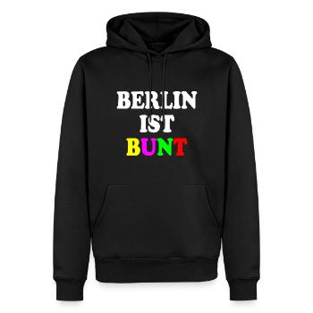 Berlin ist bunt - Männer Premium Bio Hoodie - Schwarz - Vorne - Nico (187cm)