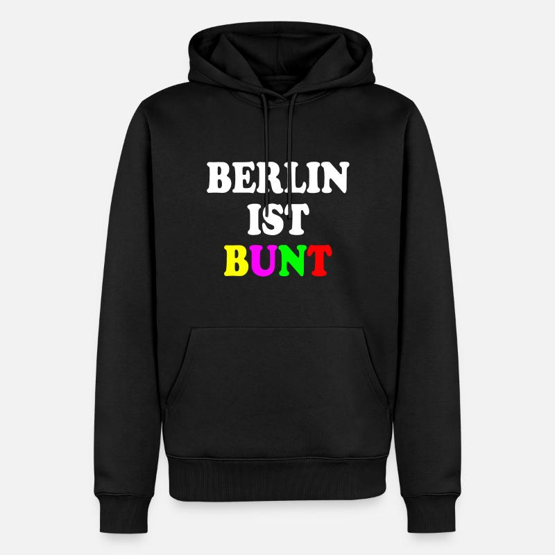 Berlin ist bunt - Männer Premium Bio Hoodie - Schwarz