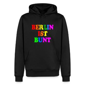 Berlin ist bunt - Männer Premium Bio Hoodie - Schwarz - Vorne - Nico (187cm)