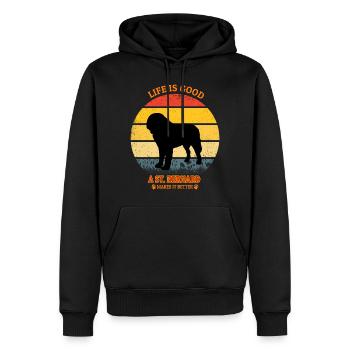 Life Is Good A St. Bernard Makes It Better - Männer Premium Bio Hoodie - Schwarz - Vorne - Nico (187cm)