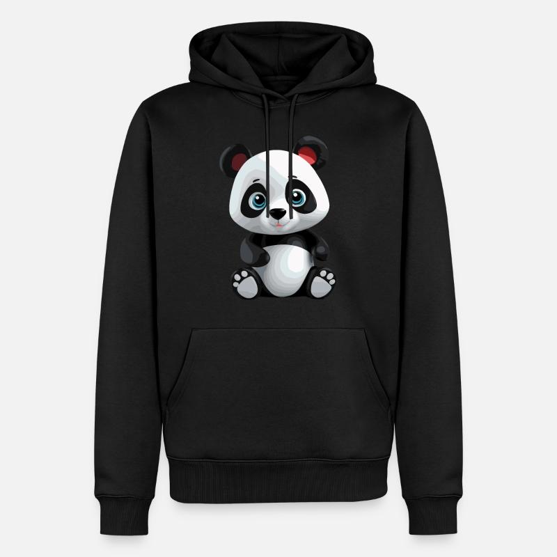 Panda - Männer Premium Bio Hoodie - Schwarz
