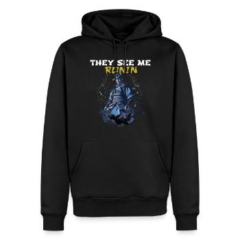 They see me Ronin - Men’s Premium Organic Hoodie - black - Front - Nico (187cm)
