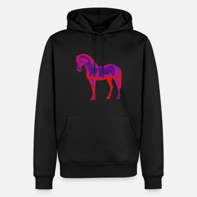 Pferd neon - Männer Premium Bio Hoodie - Schwarz