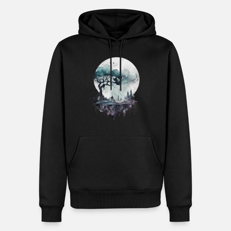 Spooky Moon - Männer Premium Bio Hoodie - Schwarz