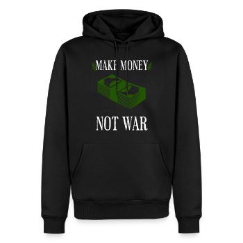 Make money not war - Men’s Premium Organic Hoodie - black - Front - Nico (187cm)