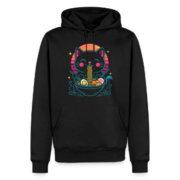 Kawaii Ramen Katze - Männer Premium Bio Hoodie - Schwarz - Vorne - Nico (187cm)