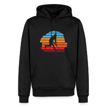 Unihockey Spieler Innebandy Floorball - Männer Premium Bio Hoodie - Schwarz - Vorne - Nico (187cm)