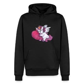 Schlafendes Einhorn Herz Kissen Einhornliebhaber - Männer Premium Bio Hoodie - Schwarz - Vorne - Nico (187cm)