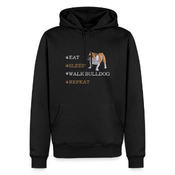 BULLDOGGE SPAZIEREN - Männer Premium Bio Hoodie - Schwarz - Vorne - Nico (187cm)