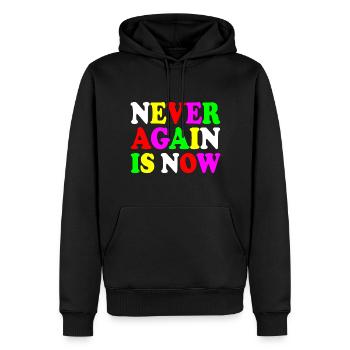 Never again is now - Sweat à capuche Premium bio Homme - noir - Devant - Nico (187cm)