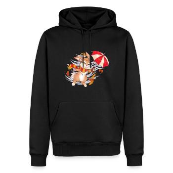 Niedlicher Hase im Herbst mit Regenschirm - Männer Premium Bio Hoodie - Schwarz - Vorne - Nico (187cm)