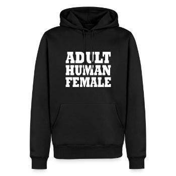 adult human female - Männer Premium Bio Hoodie - Schwarz - Vorne - Nico (187cm)