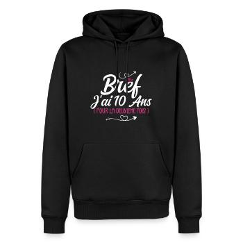 Bref J'Ai 10 Ans, Pour La Deuxième Fois ! (20 ans) - Sweat à capuche Premium bio Homme - noir - Devant - Nico (187cm)