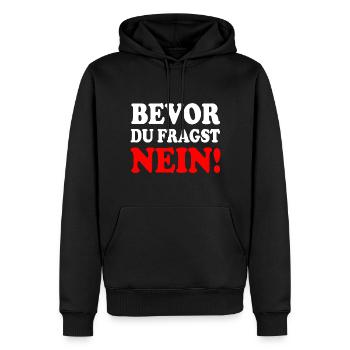 Bevor du fragst nein - Männer Premium Bio Hoodie - Schwarz - Vorne - Nico (187cm)