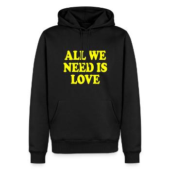 all we need is love - Sweat à capuche Premium bio Homme - noir - Devant - Nico (187cm)