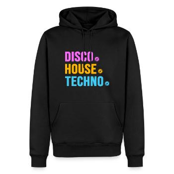 Disco House Techno ballern hard Bass Rave - Männer Premium Bio Hoodie - Schwarz - Vorne - Nico (187cm)