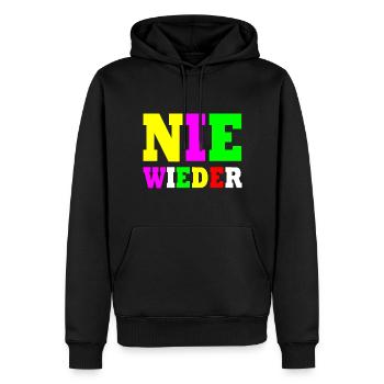 Nie wieder - Männer Premium Bio Hoodie - Schwarz - Vorne - Nico (187cm)