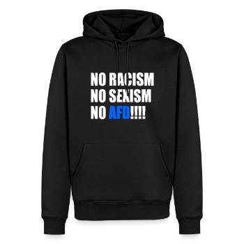 Pas de racisme, pas de sexisme, pas d’AfD - Sweat à capuche Premium bio Homme - noir - Devant - Nico (187cm)