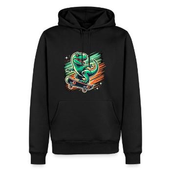 Dino-Skater: Extremer T-Rex - Männer Premium Bio Hoodie - Schwarz - Vorne - Nico (187cm)