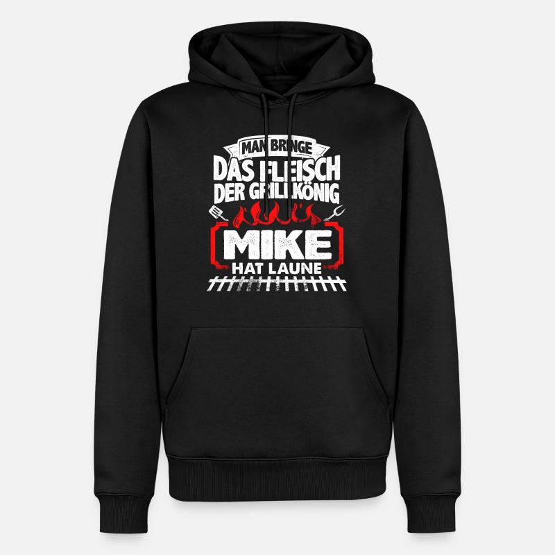 MIKE - Grill - Männer Premium Bio Hoodie - Schwarz