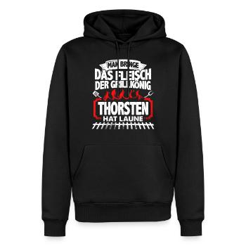 THORSTEN - Grill - Männer Premium Bio Hoodie - Schwarz - Vorne - Nico (187cm)