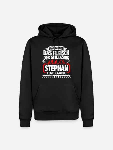 STEPHAN - Grill - Männer Premium Bio Hoodie - Schwarz