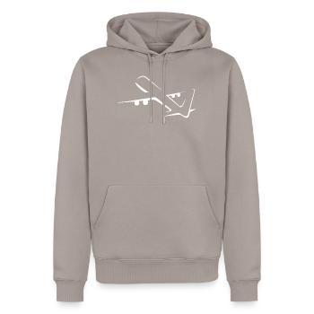 Avion - Sweat à capuche Premium bio Homme - taupe - Devant - Nico (187cm)