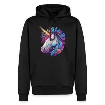 Unicorn Head - Men’s Premium Organic Hoodie - black - Front - Nico (187cm)