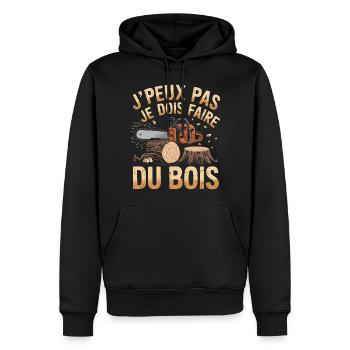 Ich kann nicht, ich muss Holz machen - Männer Premium Bio Hoodie - Schwarz - Vorne - Nico (187cm)