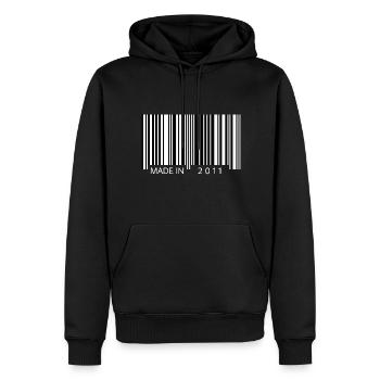 Made in 2011 Barcode Geschenk - Männer Premium Bio Hoodie - Schwarz - Vorne - Nico (187cm)