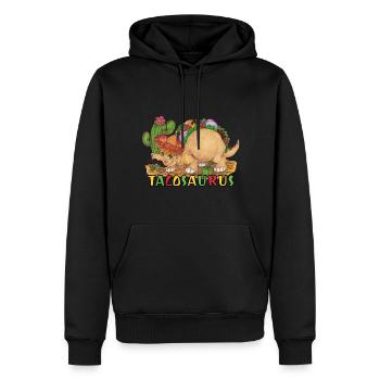 TacoSaurus Dinosaurier als Taco mit Hut und Bart - Männer Premium Bio Hoodie - Schwarz - Vorne - Nico (187cm)