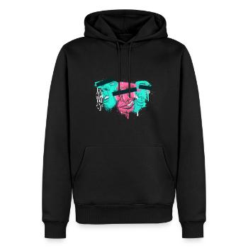 Trois visages – Personnages JPN « irusu » - Sweat à capuche Premium bio Homme - noir - Devant - Nico (187cm)
