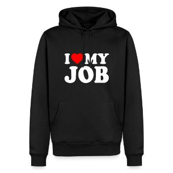 I love my job - Sweat à capuche Premium bio Homme - noir - Devant - Nico (187cm)