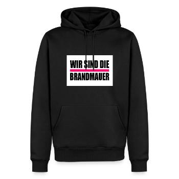 wir sind die brandmauer - Männer Premium Bio Hoodie - Schwarz - Vorne - Nico (187cm)