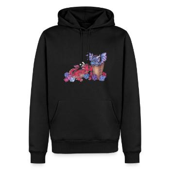 Süße Drachen Chibi mit Würfel D20 Pen and Paper - Männer Premium Bio Hoodie - Schwarz - Vorne - Nico (187cm)