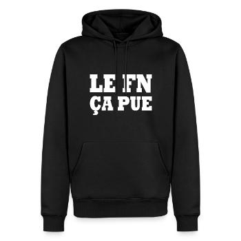 le fn ça pue - Sweat à capuche Premium bio Homme - noir - Devant - Nico (187cm)