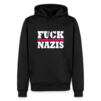 Fuck nazis - Männer Premium Bio Hoodie - Schwarz - Vorne - Nico (187cm)