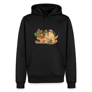 TacoSaurus Dinosaurier als Taco mit Hut und Bart - Männer Premium Bio Hoodie - Schwarz - Vorne - Nico (187cm)