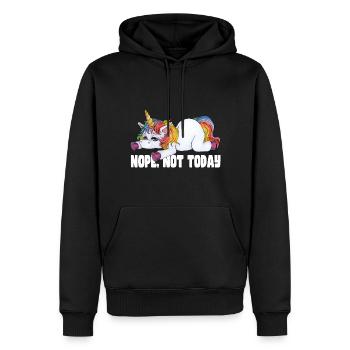 Not not today! Niedliches faules buntes Einhorn - Männer Premium Bio Hoodie - Schwarz - Vorne - Nico (187cm)