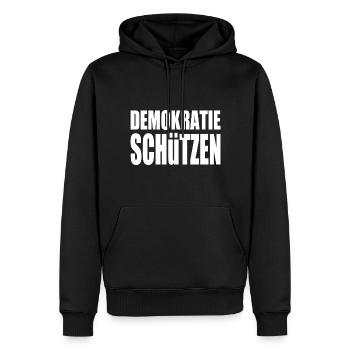demokratie schützen - Männer Premium Bio Hoodie - Schwarz - Vorne - Nico (187cm)