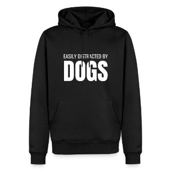 Easily Distracted By Dogs - Funny Dog Lover puns - Men’s Premium Organic Hoodie - black - Front - Nico (187cm)