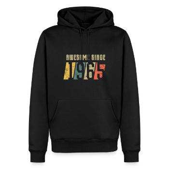 60e anniversaire Né en 1965 - Sweat à capuche Premium bio Homme - noir - Devant - Nico (187cm)