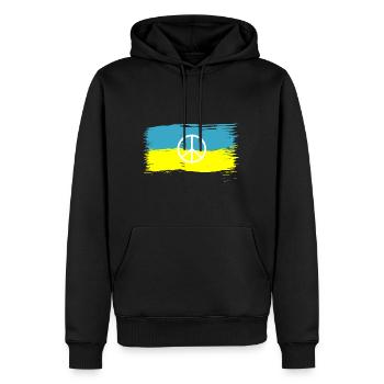 Signe de paix Symboles de signe de paix - Sweat à capuche Premium bio Homme - noir - Devant - Nico (187cm)