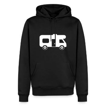 camping car,camping-car - Sweat à capuche Premium bio Homme - noir - Devant - Nico (187cm)