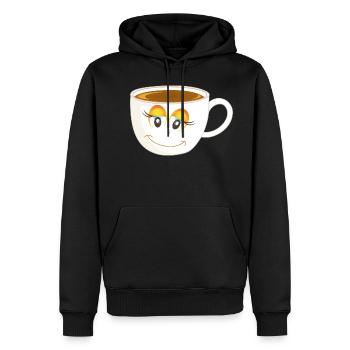 Tasse - Männer Premium Bio Hoodie - Schwarz - Vorne - Nico (187cm)