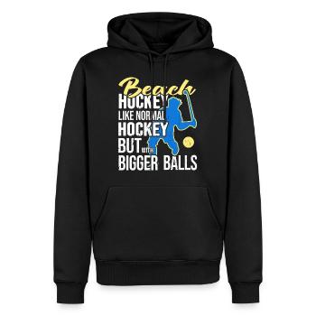 Beachhockey Strandhockeyspieler ProBeachHockey - Männer Premium Bio Hoodie - Schwarz - Vorne - Nico (187cm)